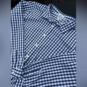 L.L. Bean Men's 2X Blue White Gingham Checkered Button Down Long Sleeve Shirt